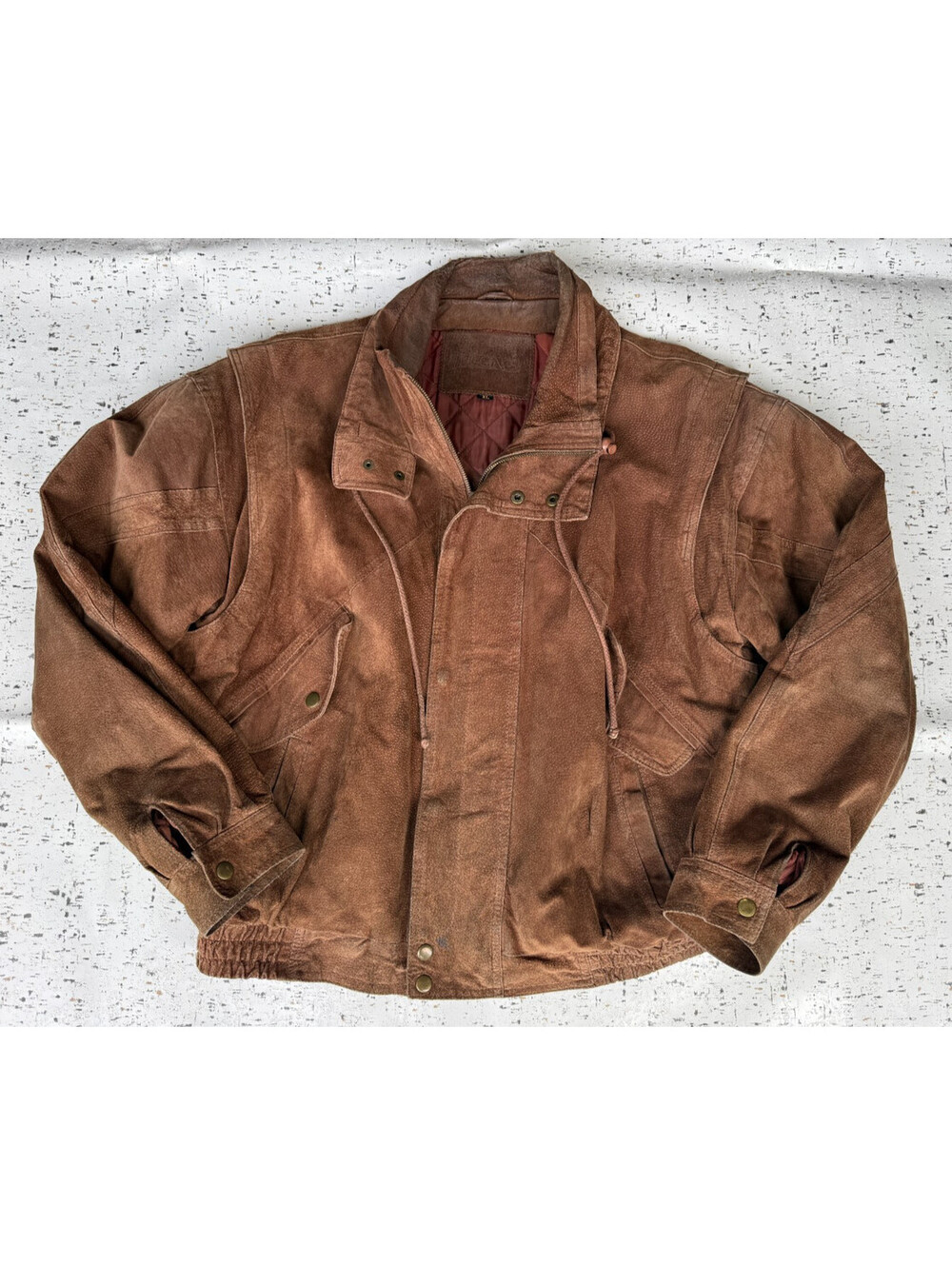 VTG Mens Sz XL J Riggins Brown Leather Full Zip Bomber Jacket